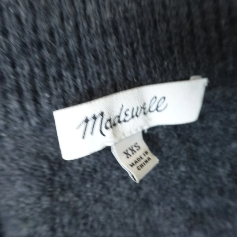 Madewell Sweater Womens 2XS Gray Polka Dot V Neck Pullover Merino Alpaca Knit